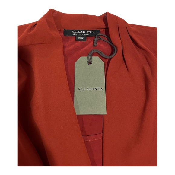AllSaints Tops - NWT AllSaints Abi Rust Asymmetric Drape Sleeveless Top‎ Blouse Size 2